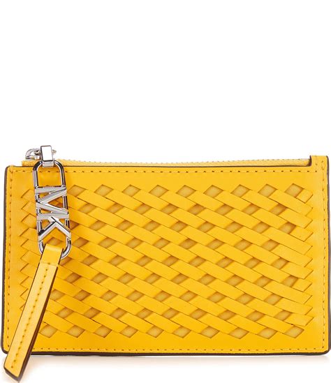 michael kors lg slim card case|Empire Small Woven Leather Card Case .